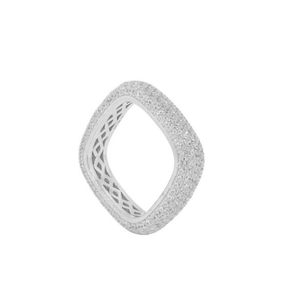 925 Solid Sterling Silver Cubic Zirconia 3mm Squared Eternity Band